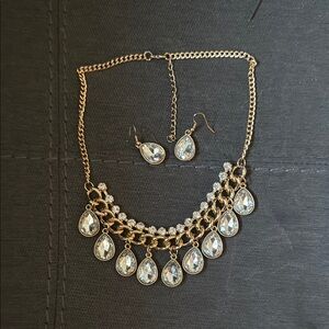 Elegant Gold and Silver Necklace and Earring Set